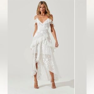 ASTR Pemberly Floral High Low Dress White XS